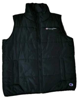 🔥 Chaleco acolchado Champion adulto pequeño negro cremallera completa bolsillos sin mangas Foto 1 de 4