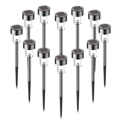 10 PIEZAS Jardín Exterior Acero Inoxidable LED Solar Camino Luces Patio Lámpara Luz Blanca Foto 1 de 4