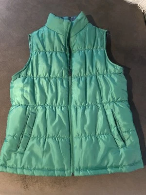 Merona Puffer Vest Women’s Sz Medium. Reversible. Green/plaid. - Image 1 of 3