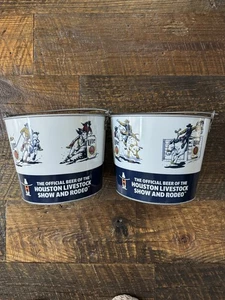 2 NEW Miller Lite Beer Ice Bucket Houston Livestock Show & Rodeo Metal w Handle - Picture 1 of 6