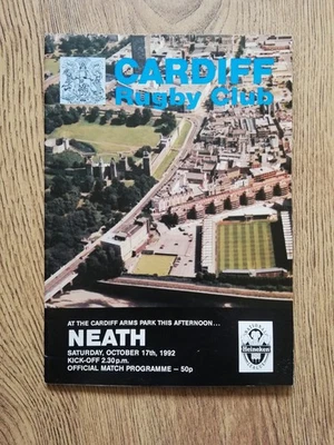 Cardiff v Neath Oct 1992 Rugby Programme - Image 1 of 2