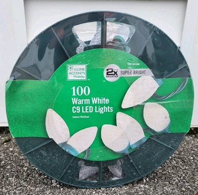 Holiday Lights 100 Light String Warm White LED Super Bright C9 Lights 65 Ft New - Image 1 of 4