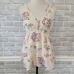Top Rachel Ashwell Shabby Chic Íntimo Floral Sin Mangas Cabaña Encaje Pequeño - Imagen 1 de 9