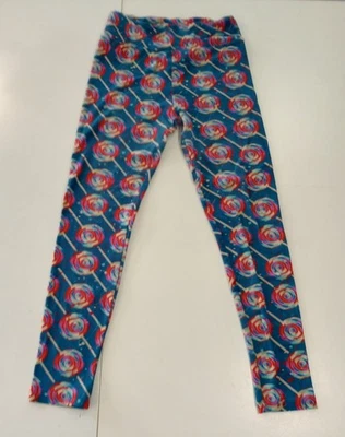 Lularoe Womens Leggings Blue Red Circular Pattern Stretch Comfy Large - Image 1 of 4