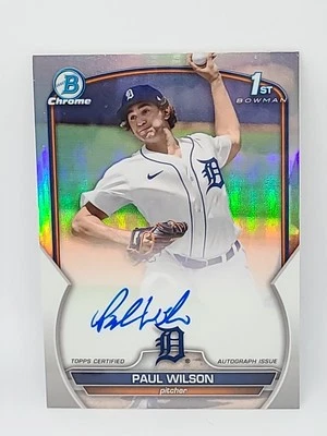 2023 Bowman Draft PAUL WILSON Bowman Chrome Refractor Auto /499 CDA-PW Tigers Foto 1 de 2