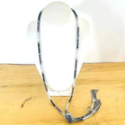 Vera Wang Cristal Vidrio Cuentas Borla Facetado Collar Lila Perla Blanco Negro Foto 1 de 4