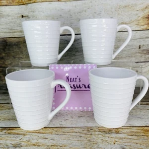Sonoma Home Life Style HORIZON Anillo en Relieve Blanco Gres 10oz Taza Tazas Juego 4 - Imagen 1 de 16