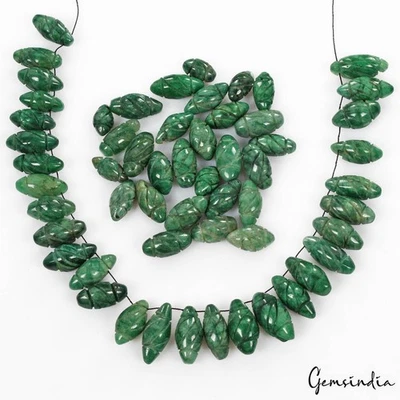 590 Cts/57 Piezas Natural Verde Esmeralda Gema Tambor Forma Taladro Cuentas/Briolettes Foto 1 de 4
