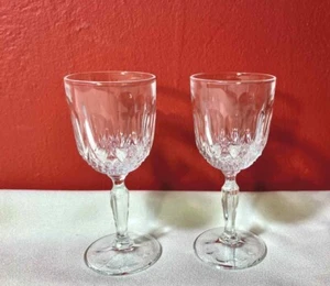 Vintage Clear Crystal LIQUEUR GLASSES • 2• Cordials Cut Glass Pattern France - Picture 1 of 4