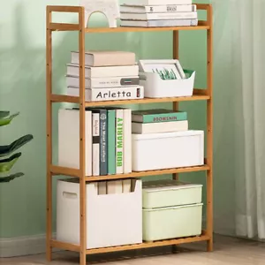 Bamboo Standing Shelf Unit Rack Bathroom Shelves Wardrobe Storage Lounge Hallway - Picture 1 of 14