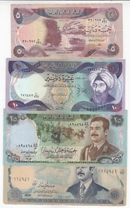 IRAQ, Set of 4 Different, 10, 100, 25, 5 Dinars Banknote - Picture 1 of 2