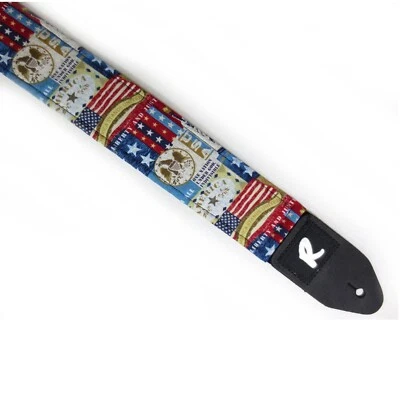 USA Collage Guitar Strap - American Flag Stars Guitar Strap-Double Padded -  - Image 1 of 4