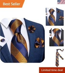 Elegant Silk Necktie, Pocket Square, and Cufflinks Set for Weddings & Parties - Picture 1 of 9