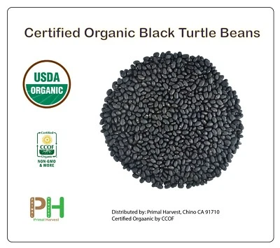 Organic Turtle Black Beans non-GMO USDA Certified Bulk Clean Safe Grown in USA - Image 1 of 4