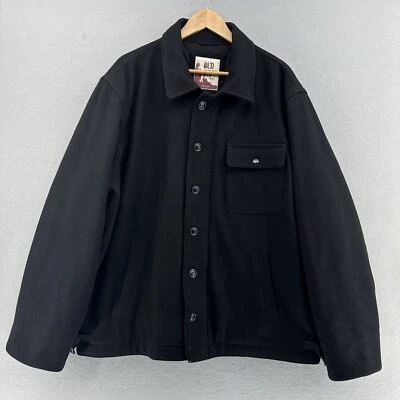 Abrigo Old Navy 2006 con cremallera botón negro guisante mezcla de lana para hombre 2XL holgado Y2K Preppy Foto 1 de 4