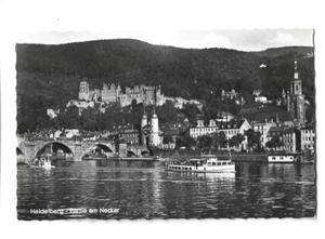 Postcard RPPC B&W River View Old Bridge & Heidelberg Castle Germany - Picture 1 of 2