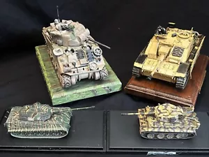 4 Display Model WWII TANKS M4A4 SHERMAN King Tiger TIGER Sturmgeschütz III AusfG - Picture 1 of 24