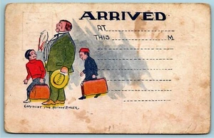 Cartolina a fumetti ~ Padre e figli in viaggio ~ Arrivo ~ 1907 Altenburg, MO Annullo - Foto 1 di 2