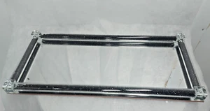 Black Mirrored Tray Crushed Diamond Crystal Placement or Serving Tray 38cm x 8cm - Picture 1 of 4