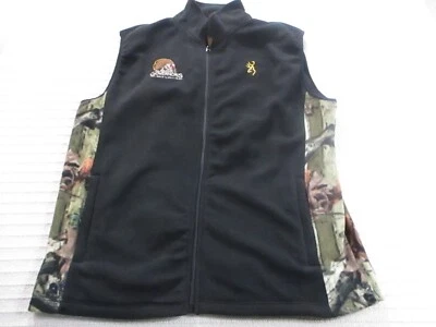 Browning Mens Vest XL Black Fleece Zips Alabama Governors Turkey Hunt High Neck - Image 1 of 4