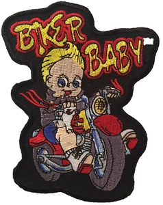 Biker Baby Boy Red And Bike Patch, Biker Kids Patches 4 1/2" x 3 1/2" - Picture 1 of 4