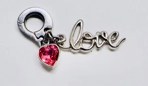 Swarovski Love Charm Pink Heart Silver Tone - Picture 1 of 2