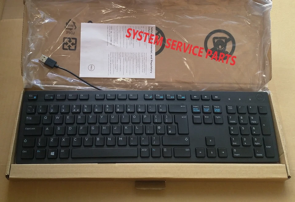 GENUINE DELL Keyboard External USB English UK 105 Keys Black RX6RM JD2VN ( NEW ) - Image 1 of 1