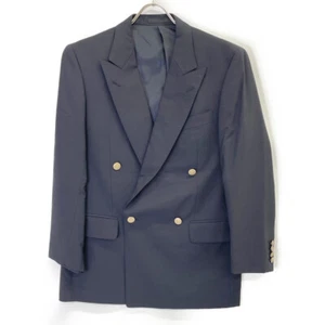 BURBERRY LONDON BBG90-600-29 Navy Wool Blend Double Breasted Gold Buttoned L... - Picture 1 of 6