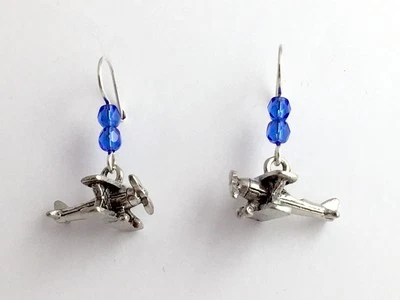 Pendientes de avión de hélice 3D de peltre y plata de ley - piloto, hélice, avión pequeño Foto 1 de 3