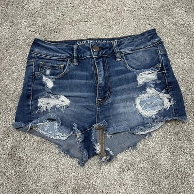 American Eagle Jean Shorts Women's 4 Blue Denim Stripper Crotch Missing - Image 1 of 4