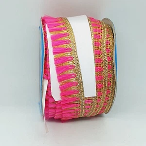 Finitura frange oro rosa decorazione treccia indiana nastro danza 2,5 cm - Foto 1 di 1