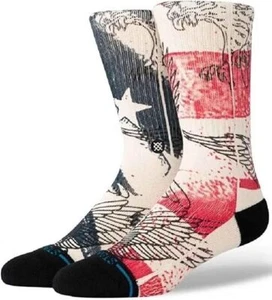 Stance Men's L 9-13 The United Crew Crew Socks Casual Black Red Infiknit - Picture 1 of 1