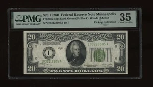 DBR 1928-B $20 DGS FRN Minneapolis Fr. 2052-Idgs PMG 35 Serial I03223305A - Picture 1 of 2