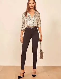 REFORMATION Skinny Jeans Size 26 Black High Rise Waist Stretch - Picture 1 of 6