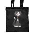 'Black & White Cat' Klasyczna czarna torba na zakupy (ZB00012321)