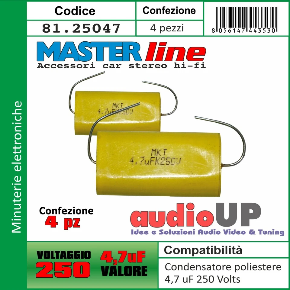 Condensadores Para Tweeter 4,7 Uf 250V En Poliestere. Envoltura 4 Pcs - Imagen 1 de 1