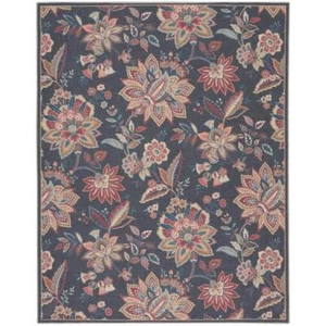 Waverly Botanical Contemporary Area Rug 8'X10' Medium Pile Washables Charcoal - Picture 1 of 10
