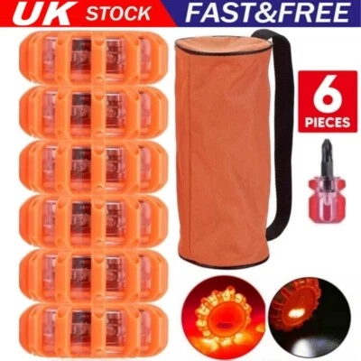 6 Packs Road Flares Roadside Emergency LED Warning Flashing Light Safety Beacon