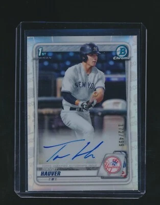 TREVOR HAUVER 2020 BOWMAN CHROME 1ST REFRACTOR RC AUTO 172/499 #CDA-TH - Image 1 of 2