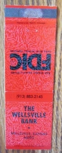 WELLSVILLE, KANSAS: WELLSVILLE BANK MATCHBOOK MATCHCOVER -E - Imagen 1 de 1