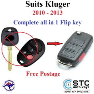 REMOTE TRANSPONDER FLIP KEY FOB SUITS TOYOTA KLUGER 2010 2011 2012 2013 - Picture 1 of 13