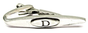 Silver Shields Initial D Tie Clip Bar Monogram Letter Men's Formal Wear Jewelry - Picture 1 of 3