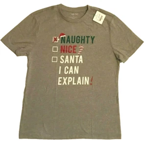 MENS CHRISTMAS T SHIRT Size Medium by NORTH POLE TRADING Gray with Graphic NWT - Picture 1 of 5