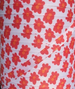 5 yards 3/8" BLUE LAVENDER PINK  BLUE TUTTI FRUITY DAISY GROSGRAIN RIBBON - Picture 1 of 5