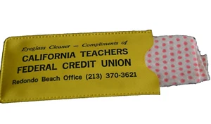 Limpiador de Gafas de Tela CALIF. TEACHERS FED C U Playa Redondo, California Vintage AD - Imagen 1 de 3