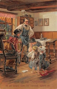 ORACIÓN DEL SEÑOR~ PERDÓNANOS NUESTRAS OFENSAS COMO NOSOTROS LAS PERDONAMOS ~REPUJADO~C.1910 - Imagen 1 de 3