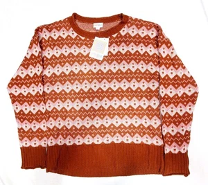Lularoe Harper Knit Sweater Pumpkin And Pink NWT Women's Size M - Picture 1 of 8