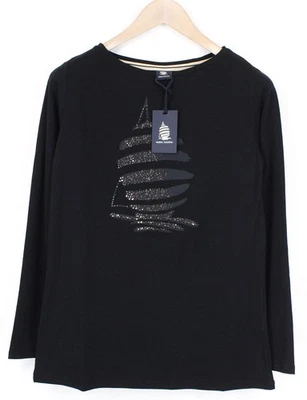 MARINA YACHTING Men's T-Shirt S Black Long Sleeve Cotton Logo Pullover Top * Foto 1 de 4