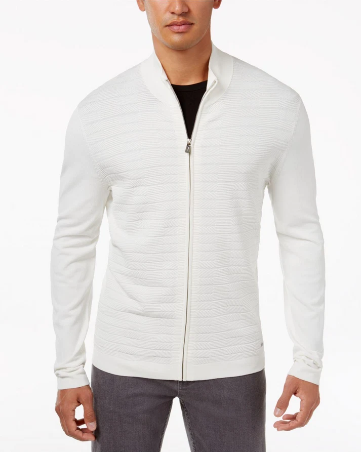 Cárdigan Alfani acolchado con cremallera frontal para hombre $99 | Blanco lavado | 2XLarge Foto 1 de 1