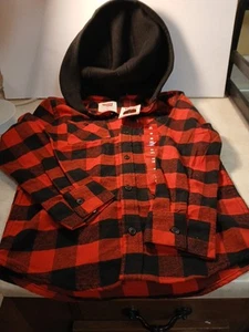 Levi's Boys Hooded Flannel Shirt Size M 8 Black - Picture 1 of 10